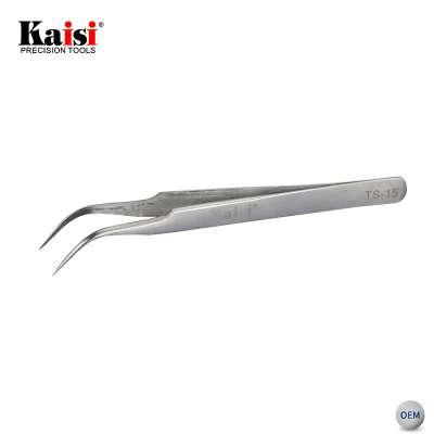 Kaisi TS-15 Cell phone repair Precision High Hradness Polished Curved Stainless Steel Tweezers