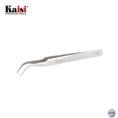 Kaisi Precision Anti-static Tweezers Curved Tip Stainless Steel Eyelash Extension Tweezers