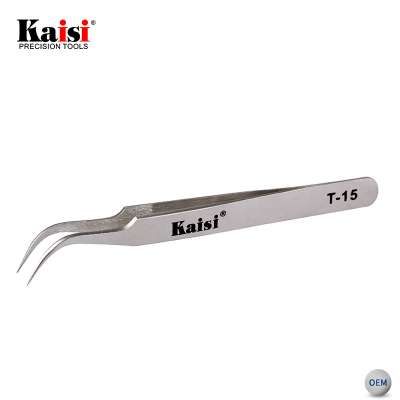 Kaisi T-15 Cell phone repair Precision High Hradness Frosted Curved Stainless Steel Tweezers